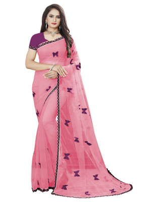 Fashion Day Self Design Bollywood Net Saree(Pink)