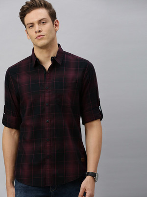 Roadster Men Checkered Casual White Shirt