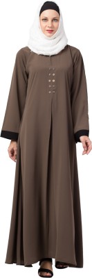 MRC Crepe Solid Burqa With Hijab(Brown)