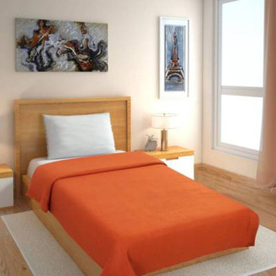Saksham Solid Single Fleece Blanket for  AC Room(Microfiber, Orange)
