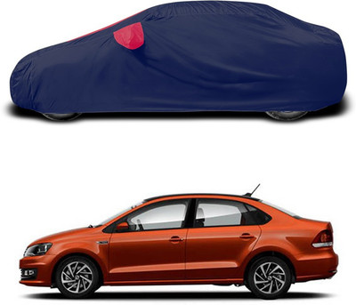 ANTHUB Car Cover For Volkswagen Vento (With Mirror Pockets)(Red, Blue)