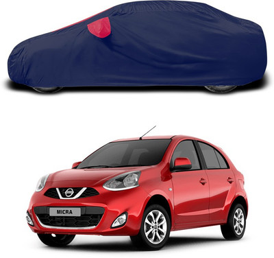 ANTHUB Car Cover For Nissan Micra (With Mirror Pockets)(Red, Blue)