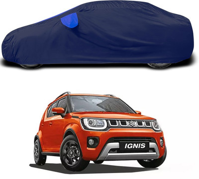 ANTHUB Car Cover For Maruti Suzuki Ignis (With Mirror Pockets)(Blue)