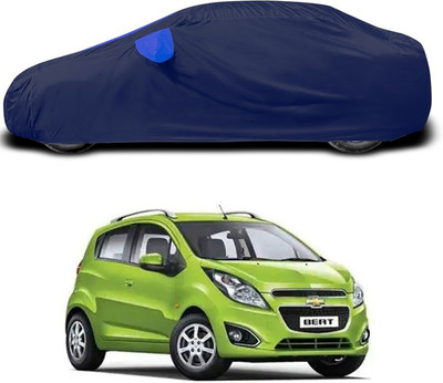 SEBONGO Car Cover For Chevrolet Beat (With Mirror Pockets)(Blue)