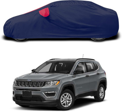 ANTHUB Car Cover For Jeep Compass (With Mirror Pockets)(Red, Blue)