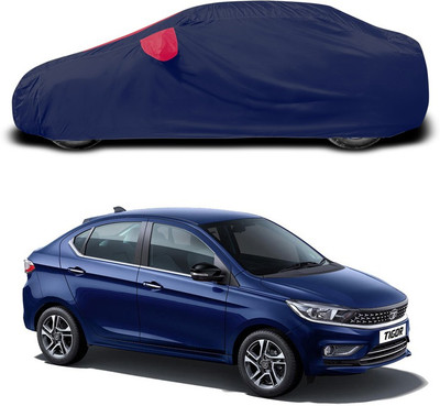 SEBONGO Car Cover For Tata Tigor (With Mirror Pockets)(Red)