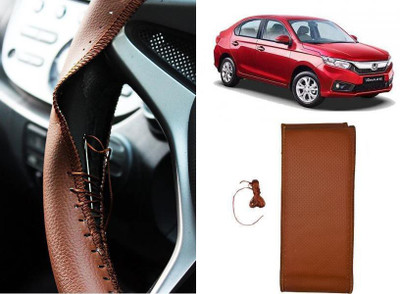 arneja trading company Hand Stiched Steering Cover For Honda Amaze(Tan, Leatherite)
