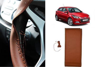 arneja trading company Hand Stiched Steering Cover For Hyundai Elite i20(Tan, Leatherite)