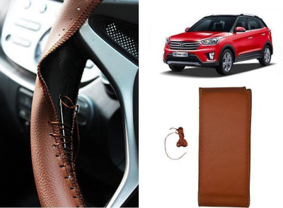 arneja trading company Hand Stiched Steering Cover For Hyundai Creta(Tan, Leatherite)