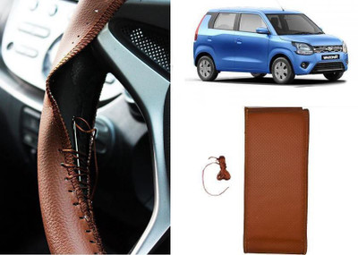 arneja trading company Hand Stiched Steering Cover For Maruti WagonR(Tan, Leatherite)