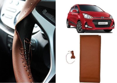 arneja trading company Hand Stiched Steering Cover For Hyundai Grand i10(Tan, Leatherite)