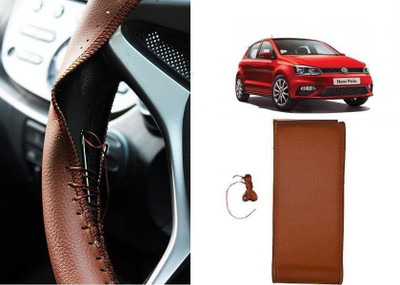 arneja trading company Hand Stiched Steering Cover For Volkswagen Polo(Tan, Leatherite)