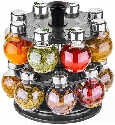 Plastic Big Revolving Spice Rack 16in1/Masala Rack 16 Piece Spice Set (Plastic) 1 Piece Spice Set(Plastic)