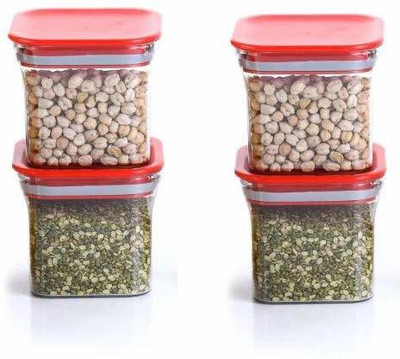Analog Kitchenware Plastic Grocery Container  - 550 ml(Pack of 4, Red)