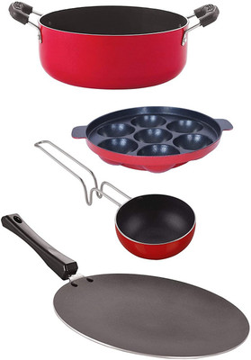 NIRLON CT12_VG_AP7_CS24 Non-Stick Coated Cookware Set(PTFE (Non-stick), Aluminium, 4 - Piece)