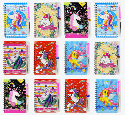 Asera NA Regular Diary Single Rule (12 Pcs) 34 Pages(Multicolor)