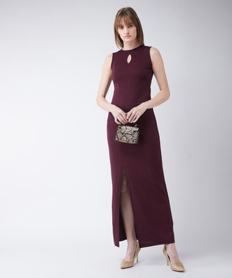 Miss Chase Women Bodycon Red Maxi/Full Length Dress