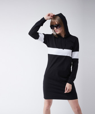 Miss Chase Women Shift Black Knee Length Dress