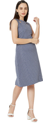 GO.4.IT Women A-line Blue Knee Length Dress