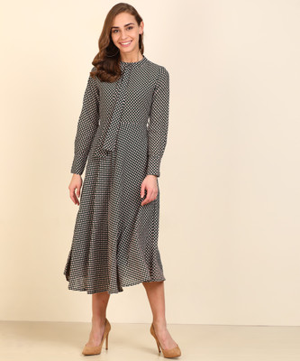 Tokyo Talkies Women A-line Multicolor Midi/Calf Length Dress