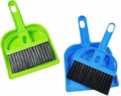 homfine Mini Dustpan With Brush Pack of 2 pcs. Plastic Step On It Dustpan(Multicolor)