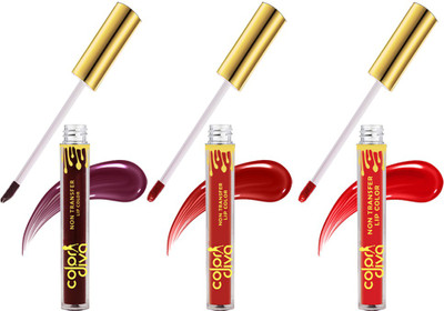 Color Diva Non Transfer Matte Liquid Lipstick Pack of 3(1, 6 ml)