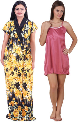 KEOTI Women Nighty with Robe(Multicolor)