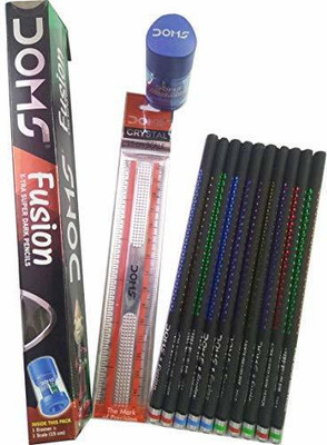 DOMS Two Daddy’s Princess AND Two Fusion X-tra Super Dark Pencil Sets (Set of 4 Packets - 40 Pencils Pencil(Black)