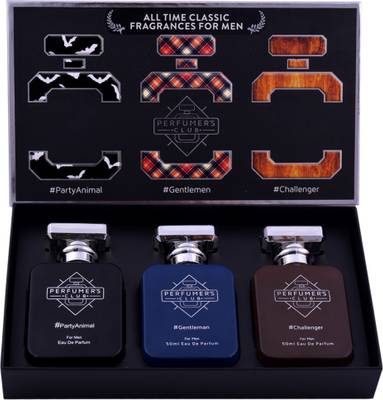 PERFUMERS CLUB "All Time Classic Fragrances for Men" Gift Set of 3 ( Party Animal + Gentleman + Challanger) Upto 24 hrs lasting (Eau De Parfum) Eau de Parfum  -  150 ml  (For Men)