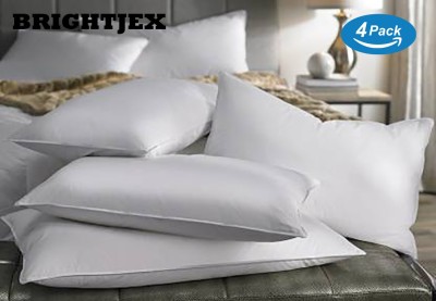 brightjex Polyester Fibre Stripes Sleeping Pillow Pack of 4(White)