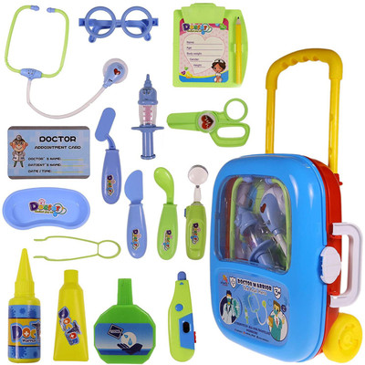 Dherik Tradworld 17 PCS Doctor Medical Kit Toy with multycolor Trolley Suitcase with Light and Sound Effects (Set Of 1)