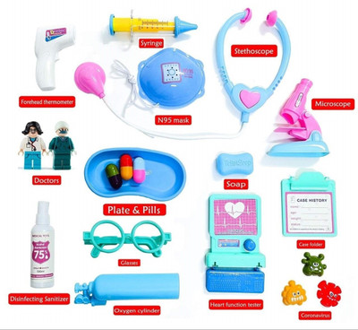 Dherik Tradworld Playing Doctor Set Kit, Compact Medical Accessories Pretend Play Toy Carry Along Doctor Play Set (Multi color)