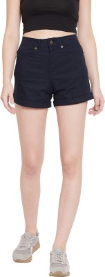 HYPERNATION Solid Women Blue Denim Shorts