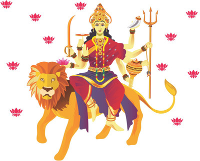 SUDARSHAN STICKER 72 cm Goddess Durga Wall Sticker Item Size: 72cm x89cm Self Adhesive Sticker(Pack of 1)