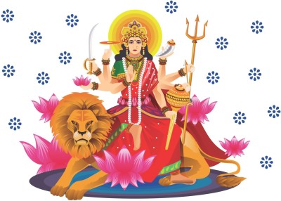 JSS DECORATIONS DESIGNS 69 cm Goddess Durga Wall Sticker Item Size: 69cm x98cm Self Adhesive Sticker(Pack of 1)
