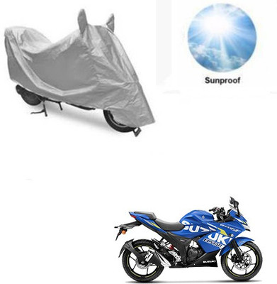 RPSENTTERPR Waterproof Two Wheeler Cover for Suzuki(Gixxer SF, Silver)