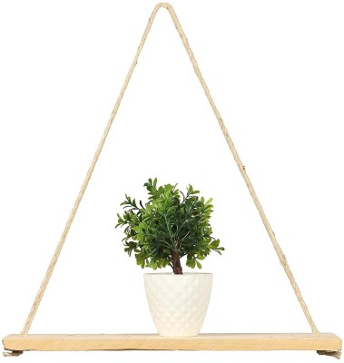 thecraftman Wood Wall Hanging Shelf, Wood Floating Shelves, Hanging Swing Rope Shelves White Rope Hanging Shelves, Rustic Wall Decor Swing Shelf, Wall Display Shelves for Home/Office Decor (Pack of 2) Pack of 2(Brown)