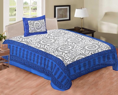 Mittan Traders 150 TC Polycotton Single Checkered Flat Bedsheet(Pack of 1, Spin Blue)