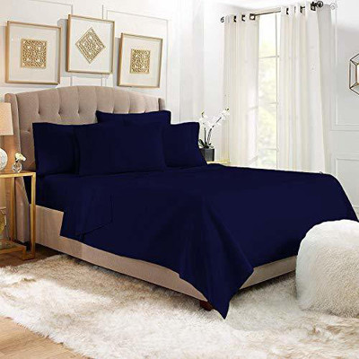 Divine Homes Microfiber Double Flat 130 TC Solid Bedsheet(Pack of 1, Navy Blue)