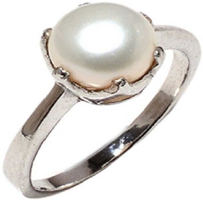 Jaipur Gemstone Pearl Stone Ring Natural South sea Pearl 6.25 carat stone Certified Semi Precious stone Astrological for men & women Stone Pearl Silver Plated Ring