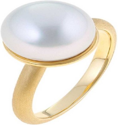 Jaipur Gemstone Pearl Stone Ring Natural South sea Pearl 6.25 carat stone Certified Semi Precious stone Astrological for men & women Stone Pearl Gold Plated Ring