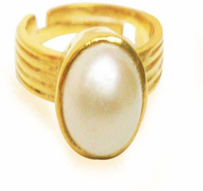 RATAN BAZAAR Stone Pearl Gold Plated Ring