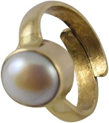 KUNDLI GEMS Pearl Ring Original Semi Precious Stone South sea Pearl 4.25 ratti Moti For Men & women Stone Pearl Gold Plated Ring