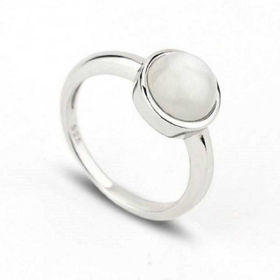 KUNDLI GEMS Stone Pearl Silver Plated Ring