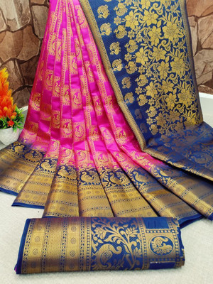 Morpich Fashion Self Design Daily Wear Art Silk Saree(Pink)