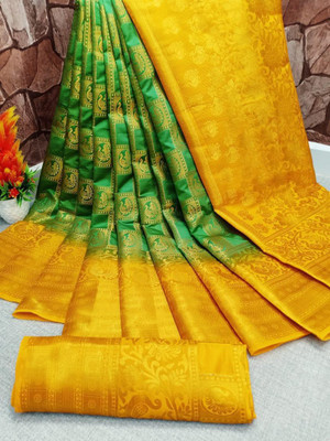 Morpich Fashion Self Design Daily Wear Art Silk Saree(Green)