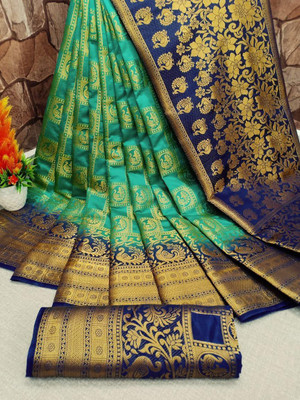 Morpich Fashion Self Design Daily Wear Art Silk Saree(Light Green)
