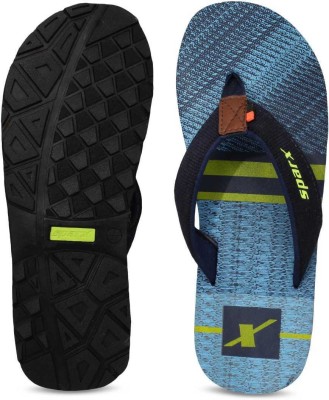 Sparx Men Flip Flops(Navy, Green , 9)