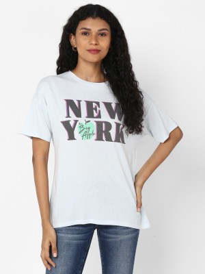 American Eagle Outfitters Typography Women Round Neck White T-Shirt