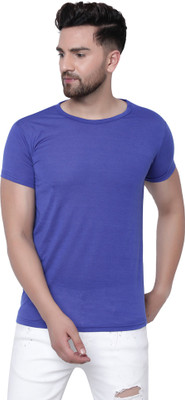 Adorbs Solid Men Round Neck Dark Blue T-Shirt